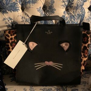 Kate Spade Black and Pink Cat Tote